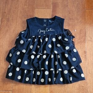New Juicy Couture Black and Glitter Gold Polka Dot Dress